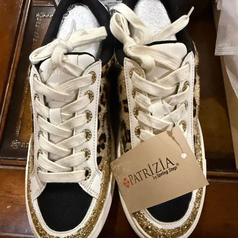 Patrizia Spring Step Leopard and Gold Glitter Sneakers - Picture 7 of 10